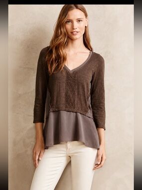 Anthropologie Meadow Rue layered peplum top